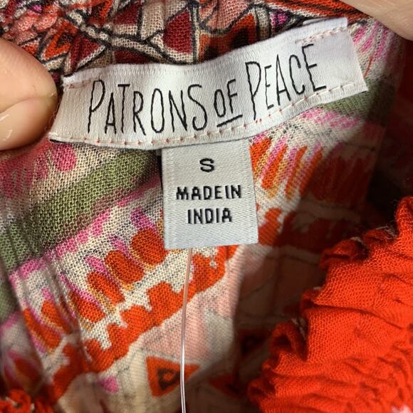 Patrons of Peace Ruffle Drawstring Waist Red Print Maxi Dress NEW W-722 Sz S - Picture 5 of 10